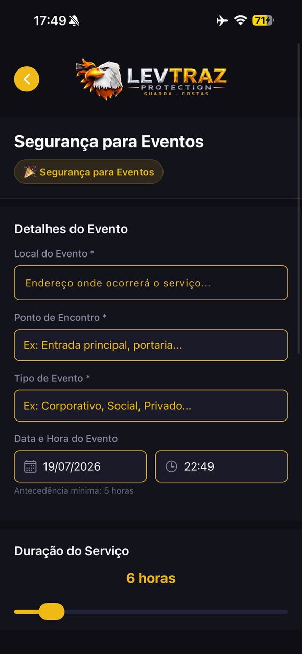 Tela do app: Segurança em festas