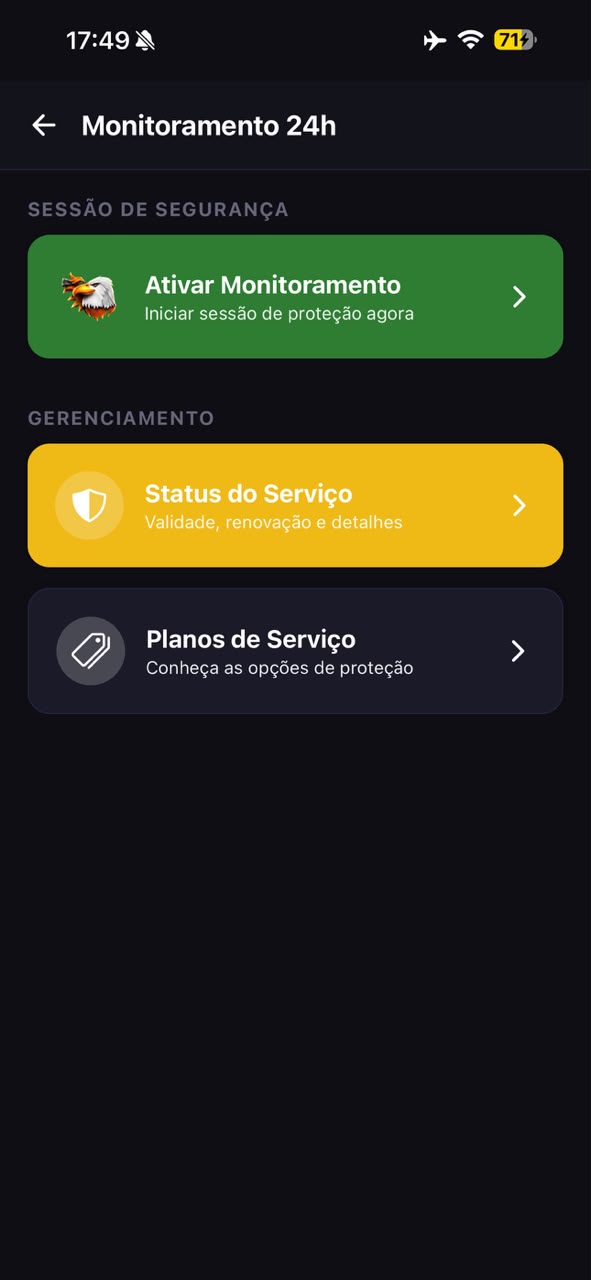 Tela de monitoramento 24h no app
