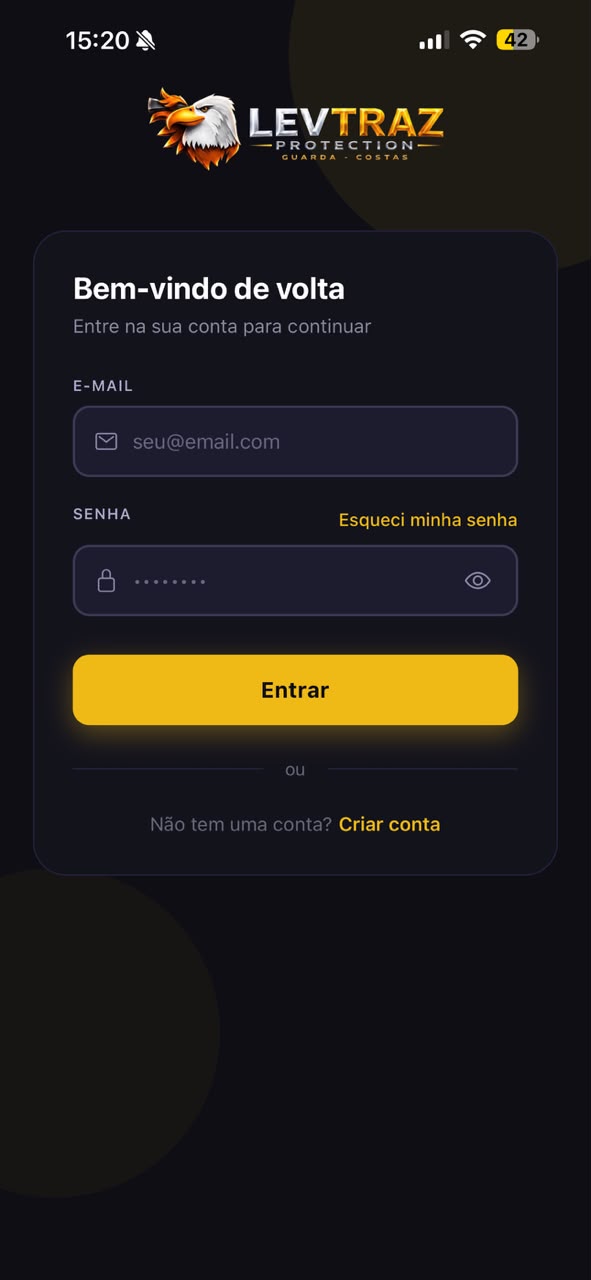 Tela do app: Login rápido