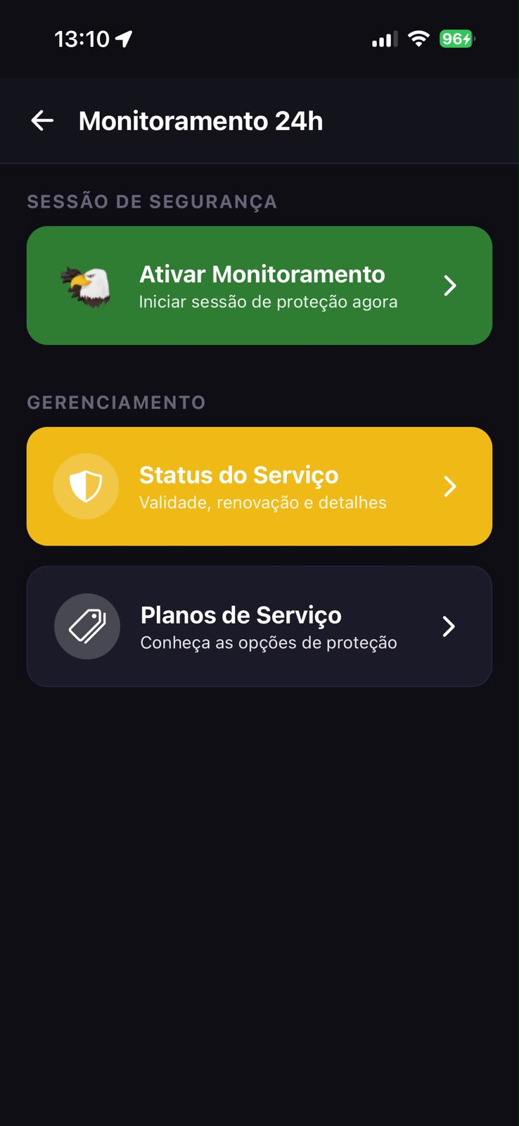 Tela de monitoramento 24h no app